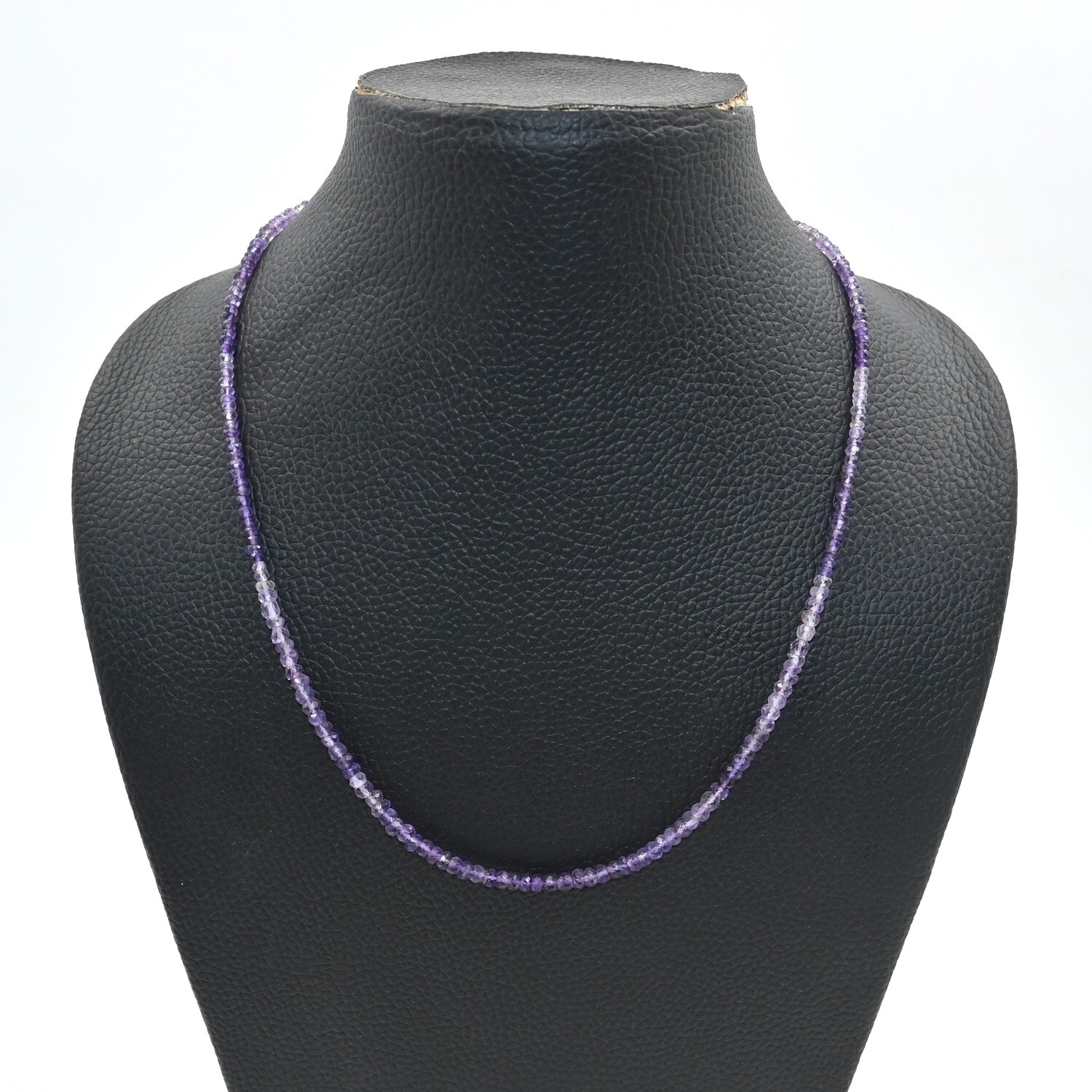 Handmade Amethyst Faceted Bead Necklace, Shaded Round Beaded Choker Necklaces