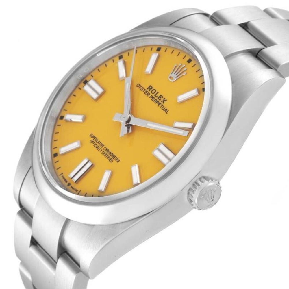 Rolex Oyster Perpetual 41mm 124300 Yellow Dial Stainless Steel Men’s Watch