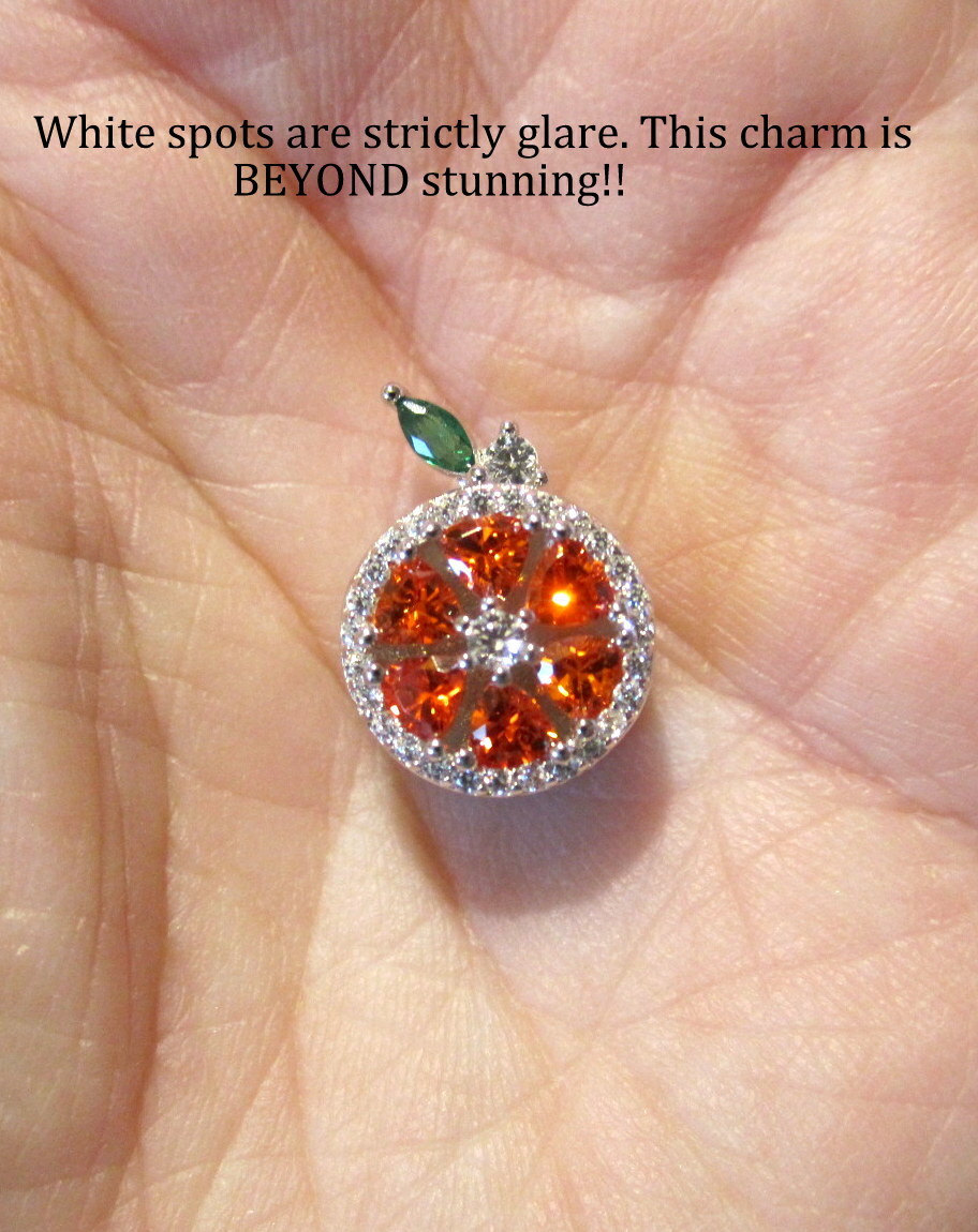 Grapefruit Charm Orange Fruit Food – Sterling Silver – EXQUISITE!!!!