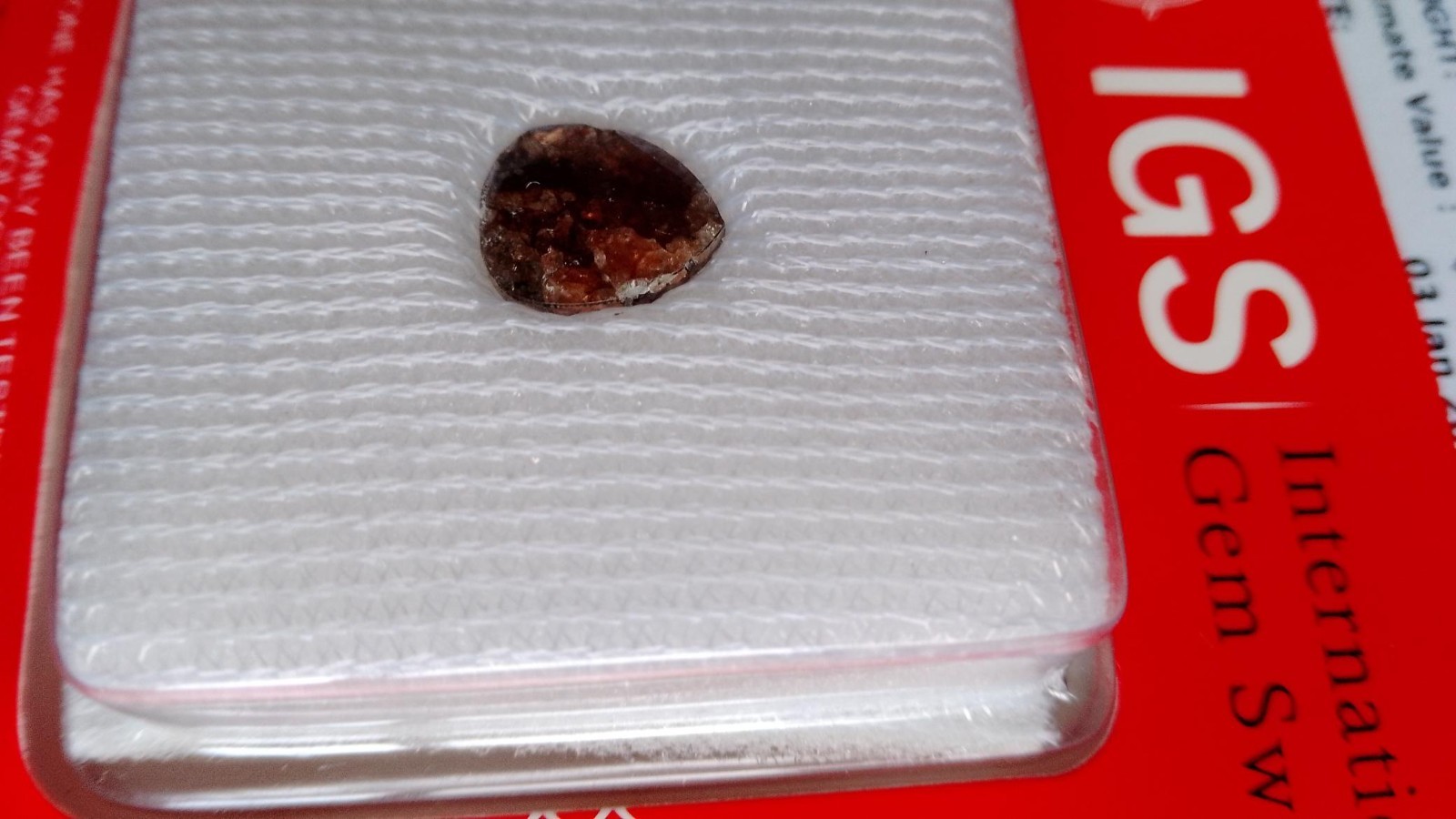 1.64ct Cognac Diamond, NATURAL PEAR ROSE CUT, new/sealed, IGS certified
