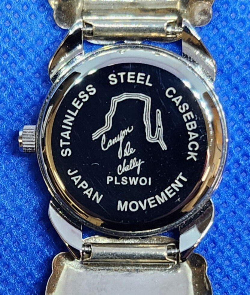 Sterling Silver Turquoise Southwest Style Watch with Canyon de Chelly, 6.5″-7.5″