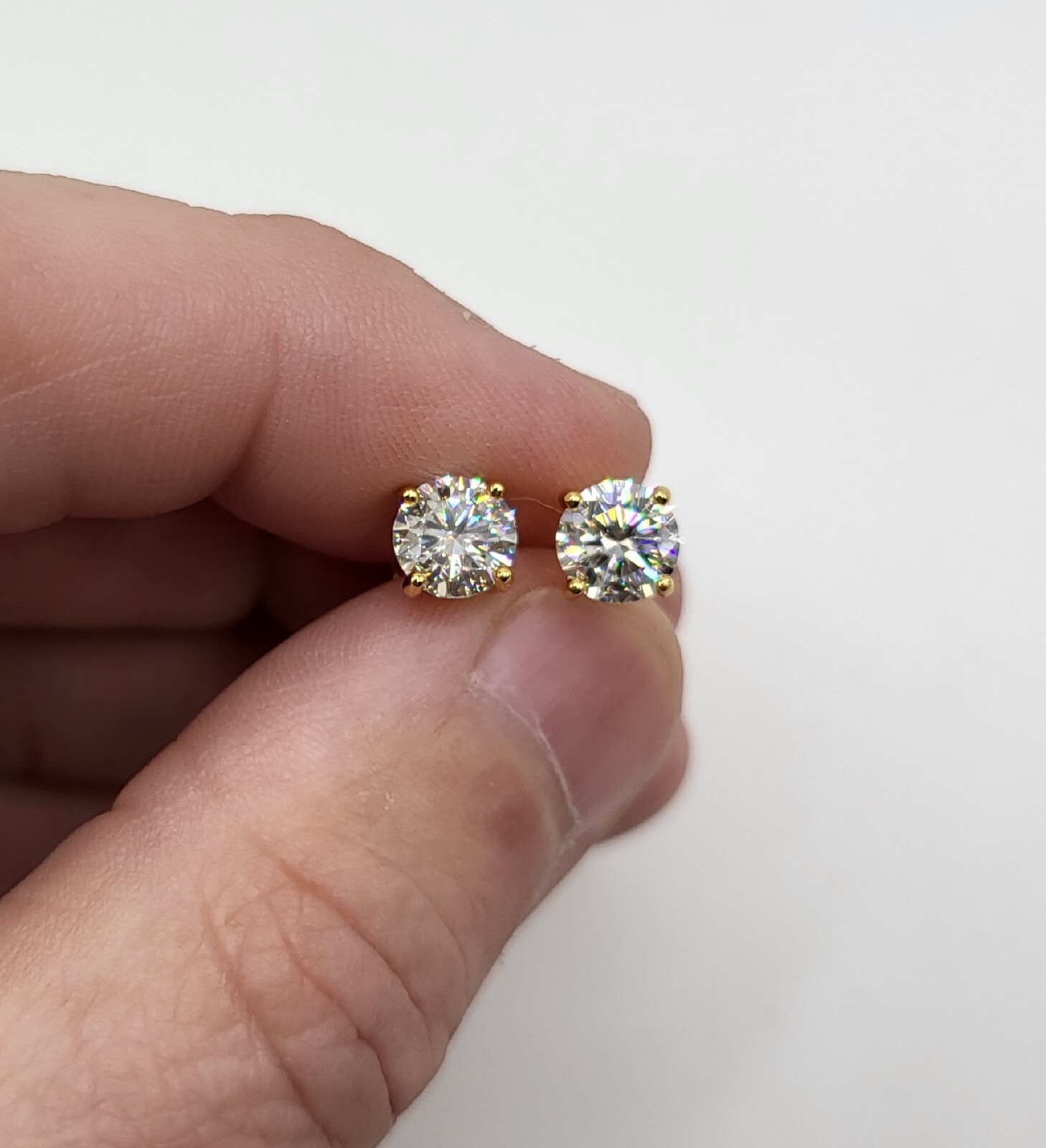Mens Ladies Moissanite Stud Earrings 1ct 2ct VVS D GRA Certified 14k Gold Plated
