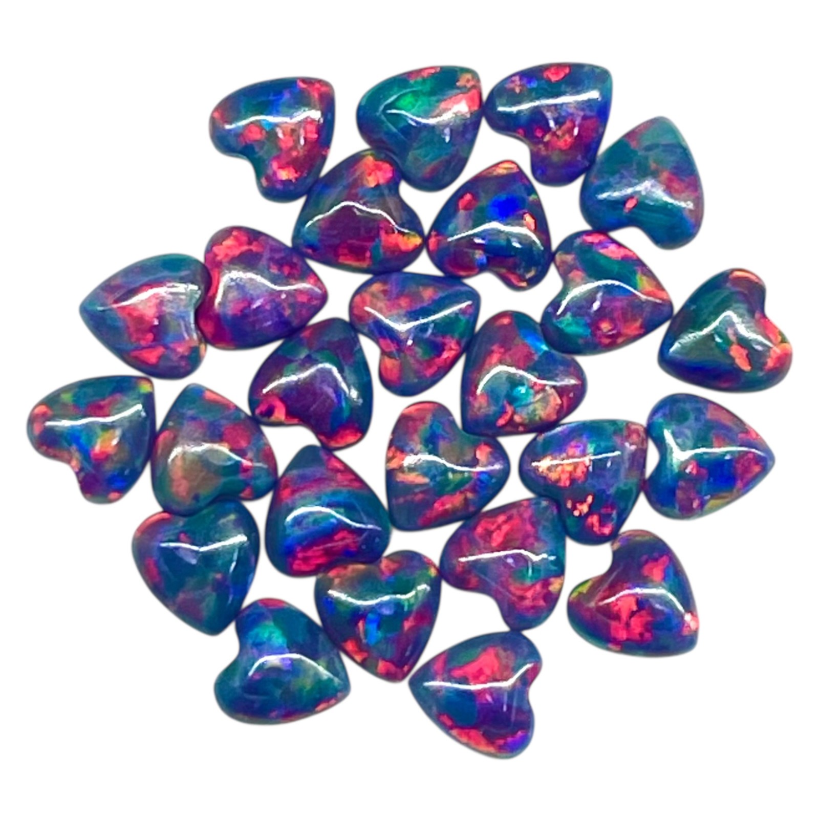 16 Pcs Black Australian Opal 3mm Heart Cabochon AAA Quality LabCreated Gemstones