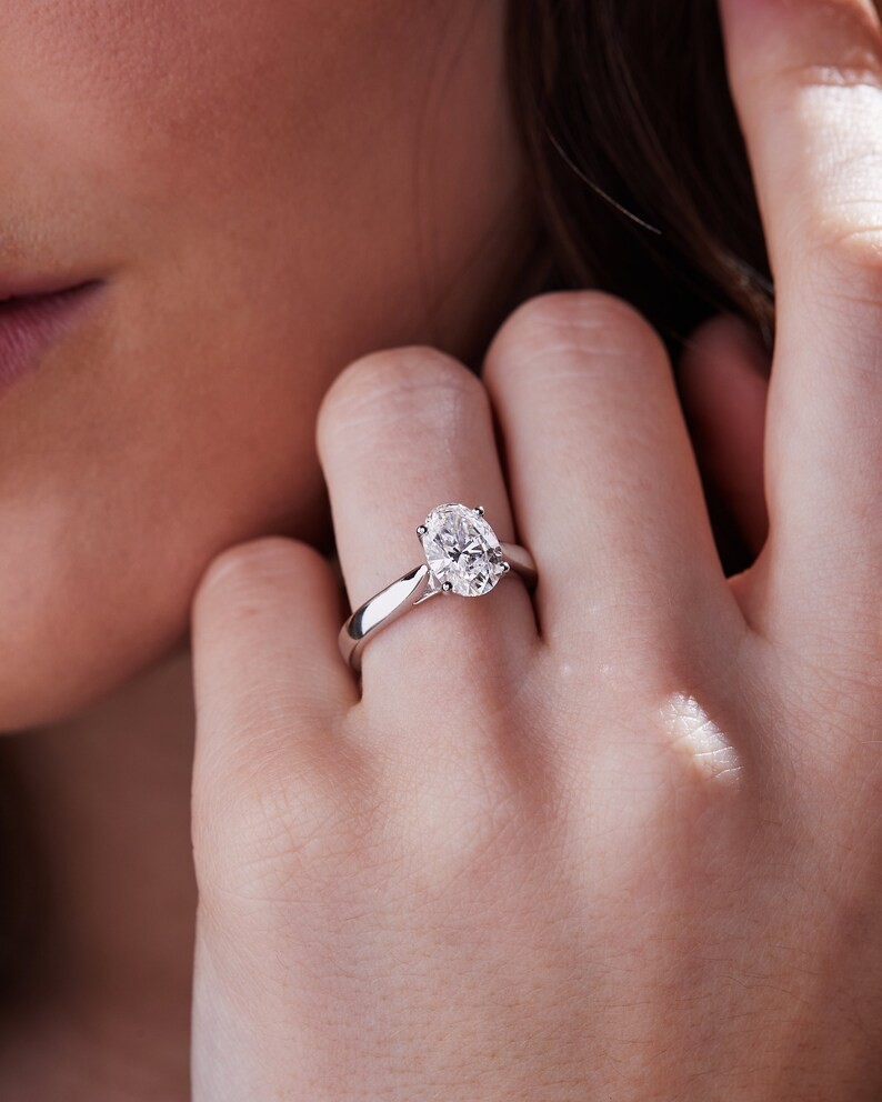 2.00Ct Oval Cut Natural Diamond Solid 14K White Gold Engagement & Wedding Ring