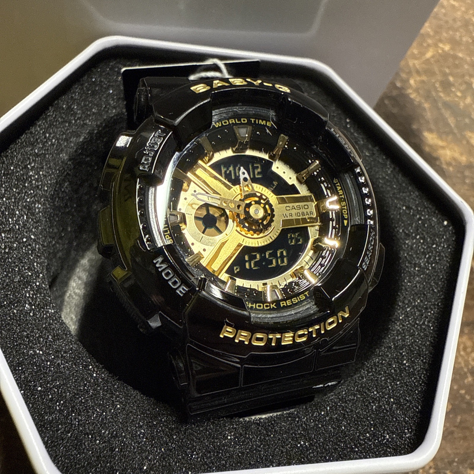 Baby G Digital & Analogue Watch Black and Gold Series BA110X-1A