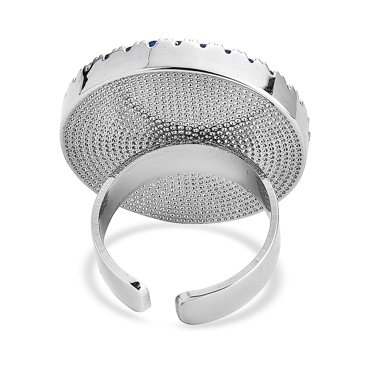 Blue Murano Style Blue Cubic Zirconia Ring ION Plated Yellow Gold 6.00-10.00