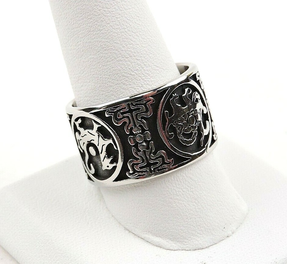 Stainless Steel Textured Wide Band Ring – Free Gift Packaging