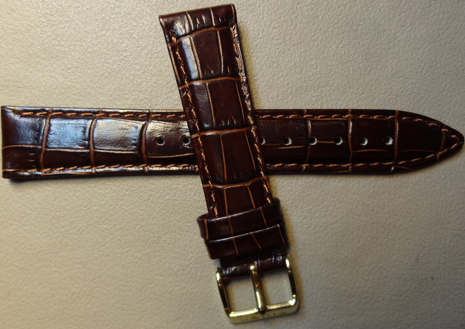 New LONG Length Timex Dark Brown Simulated Crocodile Grain 20mm Watch Band Strap