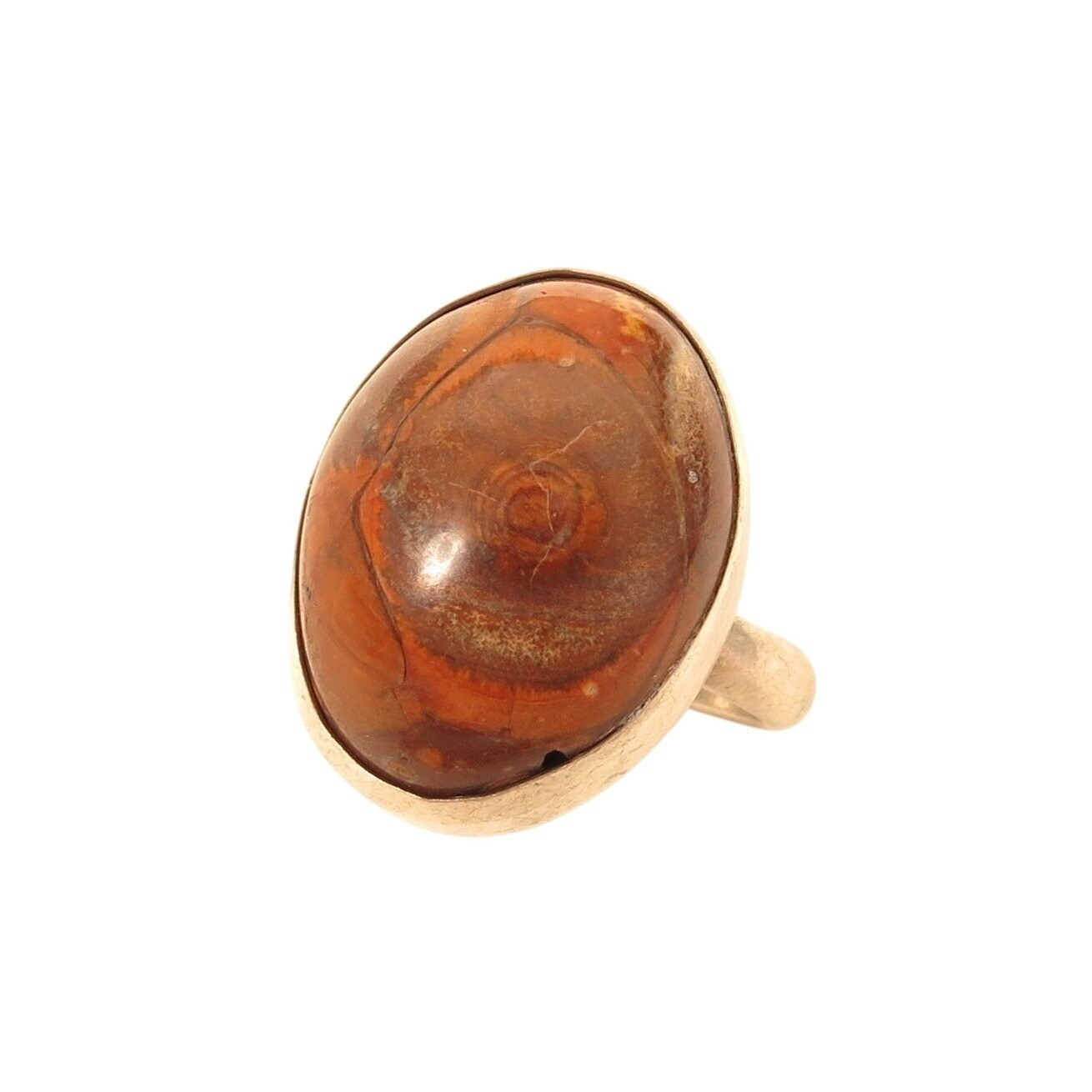 Vintage Orange Brown Jasper Modernist Oval Gemstone Sterling Silver Ring*Sz 6.5