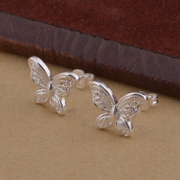 Women’s Fashion Jewelry Silver Butterfly Shaped Dangle Drop Earrings 1-203