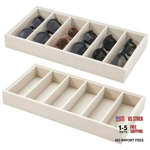 Pcs Velvet Sunglasses Organizer Tray 6 Grid Sunglass Organizer Velvet 2 Beige