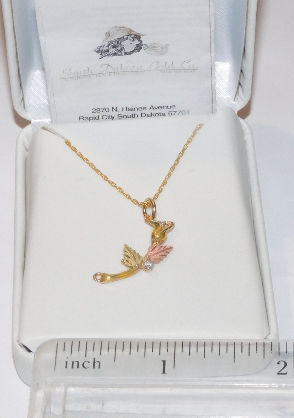 Black Hills Gold 10k Diamond Accent Rose Pendant Necklace