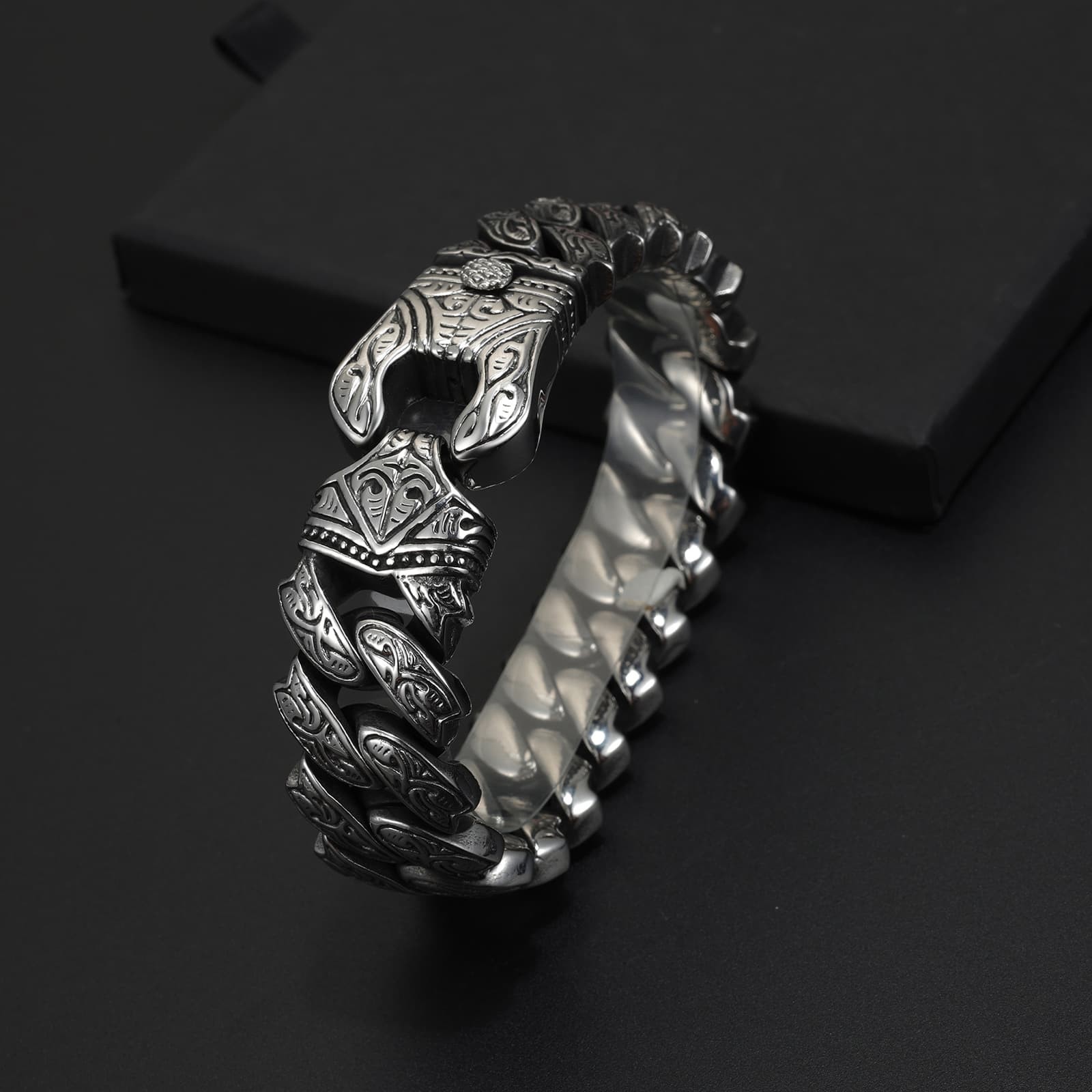 Men Viking Norse Symbols Tribal Medieval Warrior Heavy Stainless Steel Bracelet