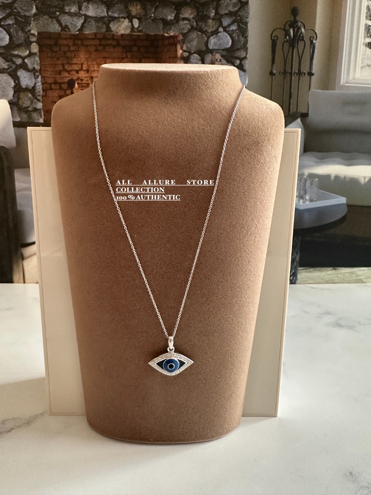 NWT EFFY Diamond (1/10 ct. t.w.) & Enamel Evil Eye 18″ Pendant Necklace