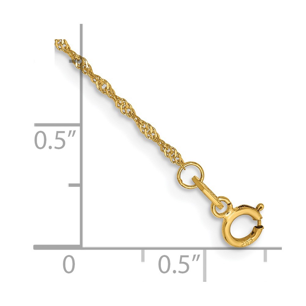 14K Yellow Gold 1-2mm Singapore Chain Necklace 5.5-30 Inch Mens Womens