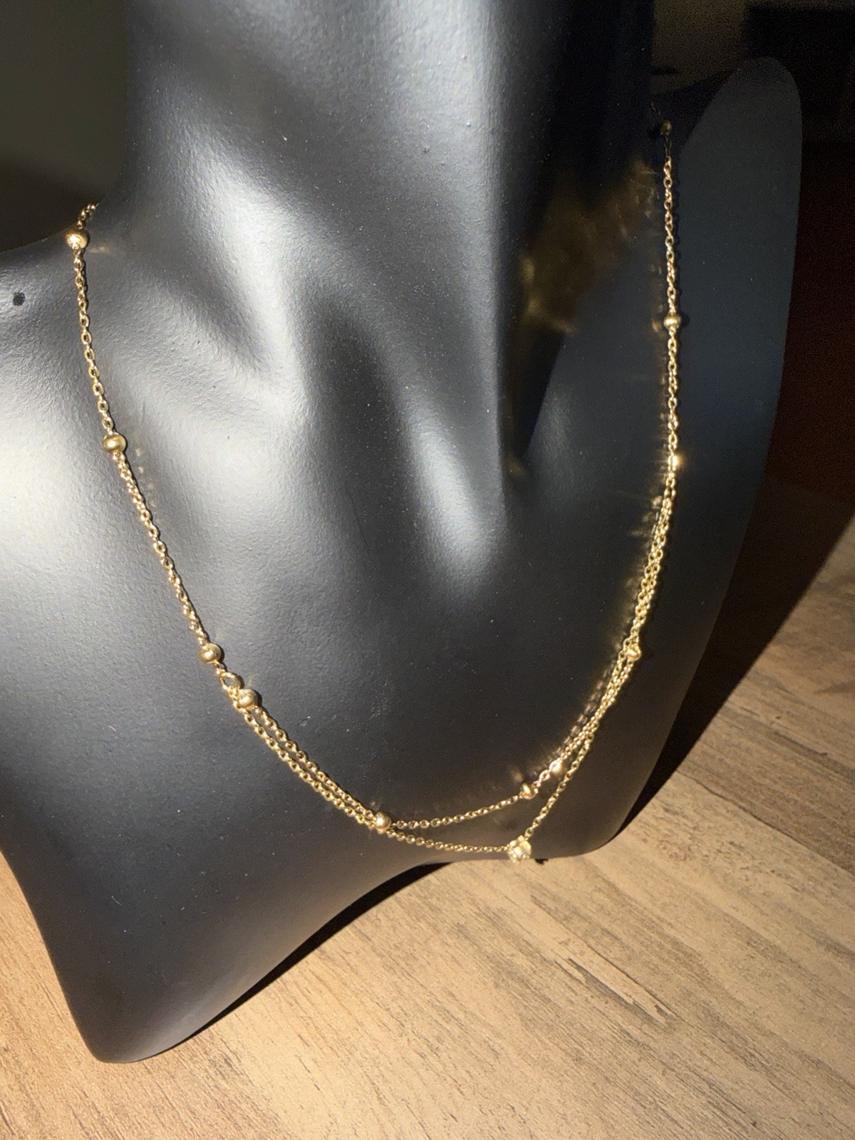 Stainless Steel Layered Beaded Necklace With Solitaire Pendant For Women