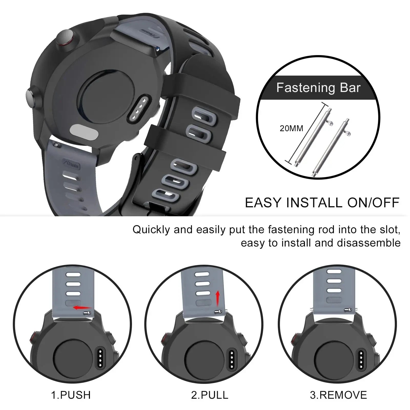20mm 22mm Quick Release Silicone Watch Band Strap Universal Replacement Bracelet