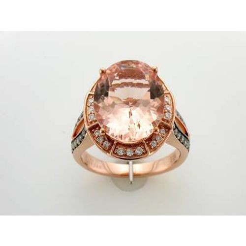 LeVian 14K Rose Gold Cocktail Ring with 7.36 Carat Morganite & Diamond – Size 7