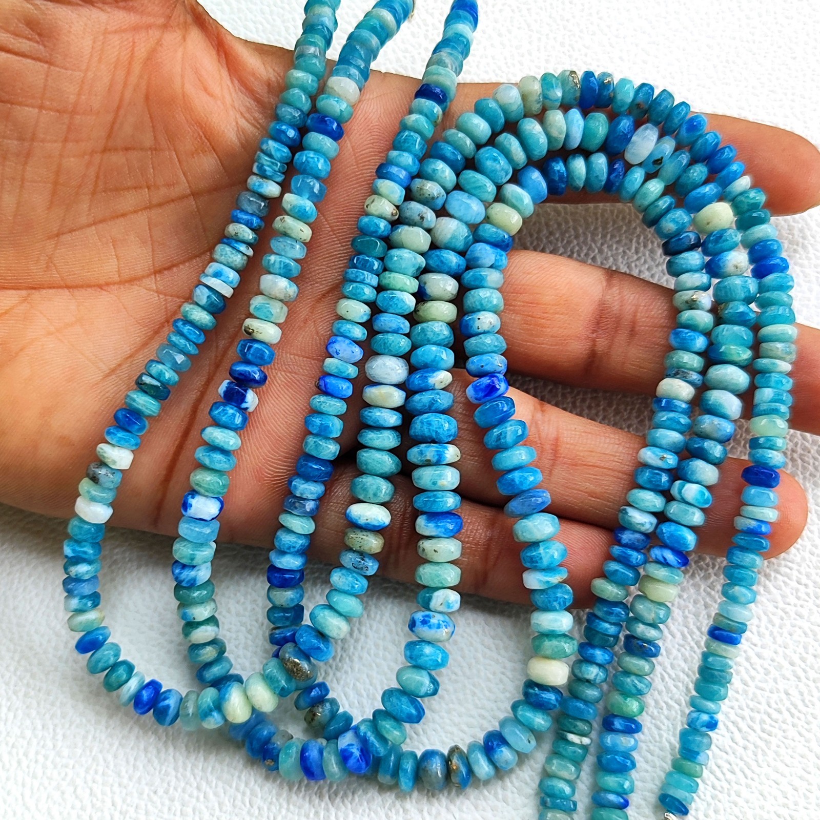 Rare Light Color Change Afghanite 5-7mm Smooth Rondelle Gem 16″ Necklace India