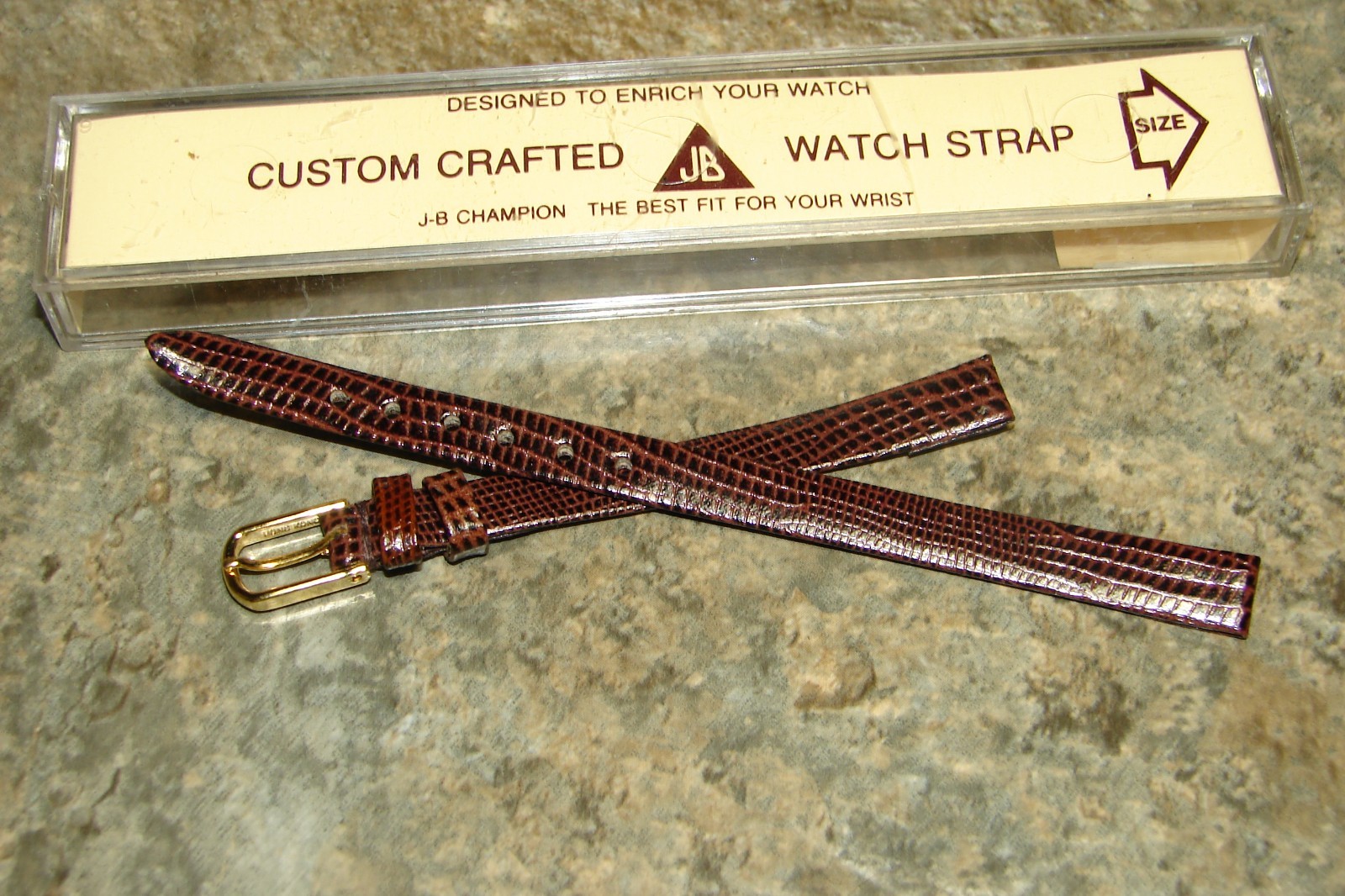 Ladies 8mm (5/16″) JB Champion Brown Lizard Calf Leather Watchband NOS