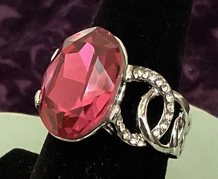 HOT PINK TOPAZ RING – 20X14mm Or 18.0ctw – White Accents – .925 SS !!!