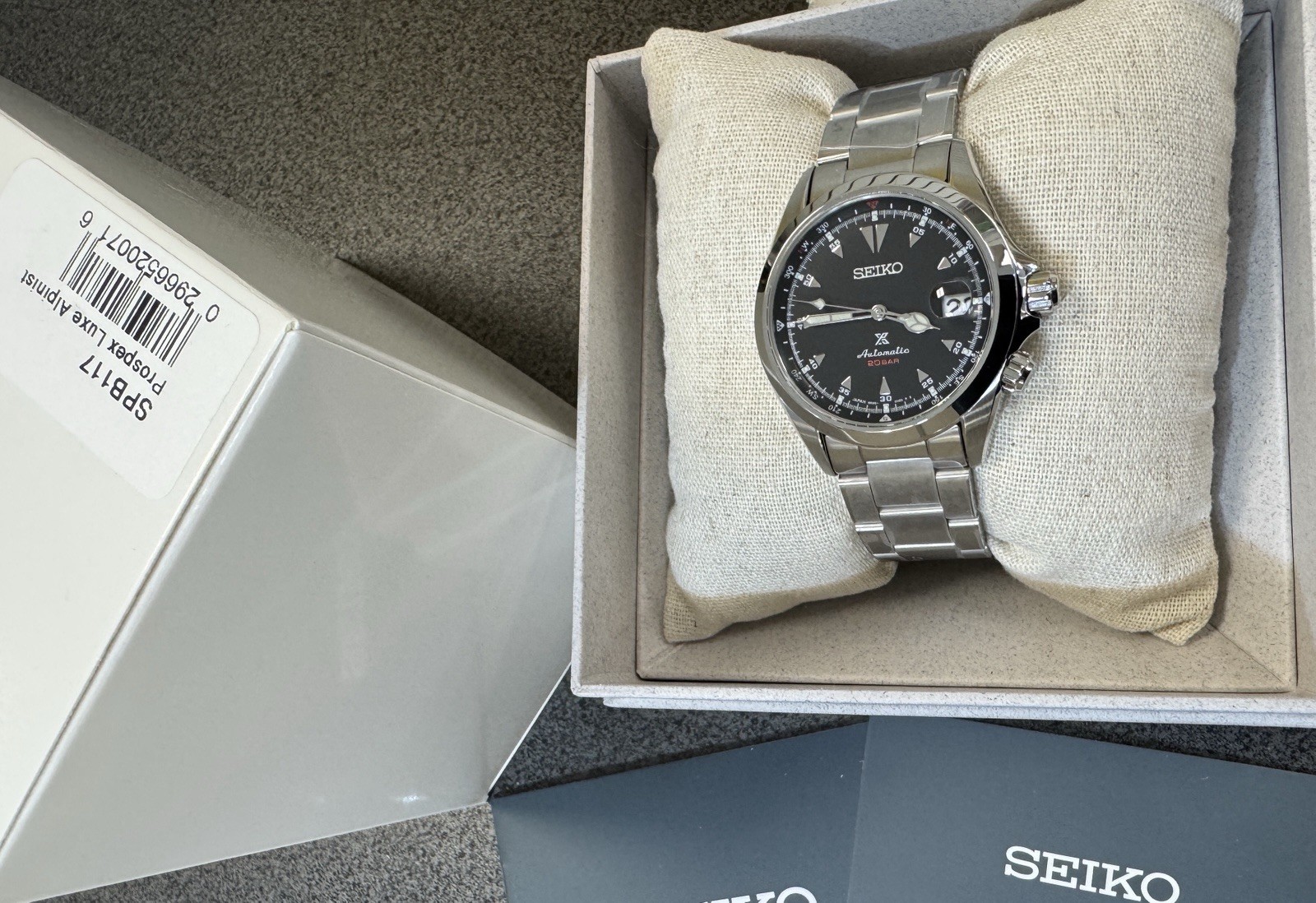 Seiko Prospex Alpinist Black Dial Steel Bracelet Watch SPB117 New With Tag Japan