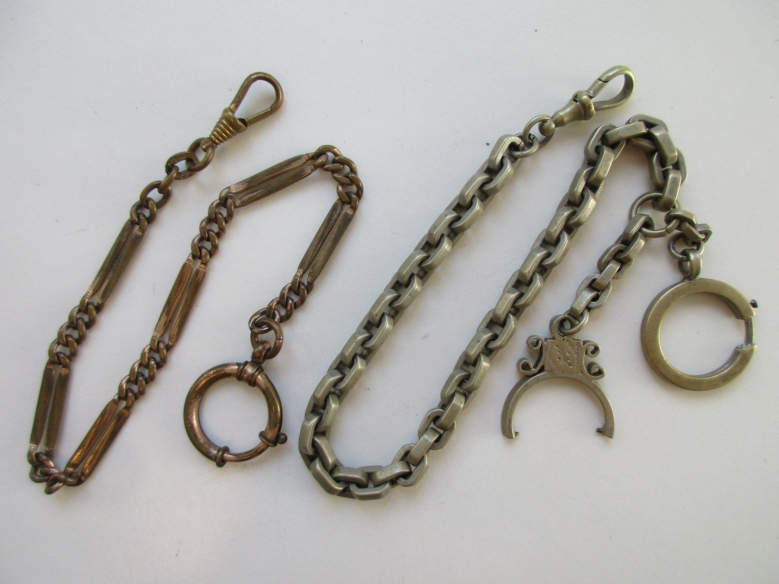 Two used pocket watch chains lengths 25 cm