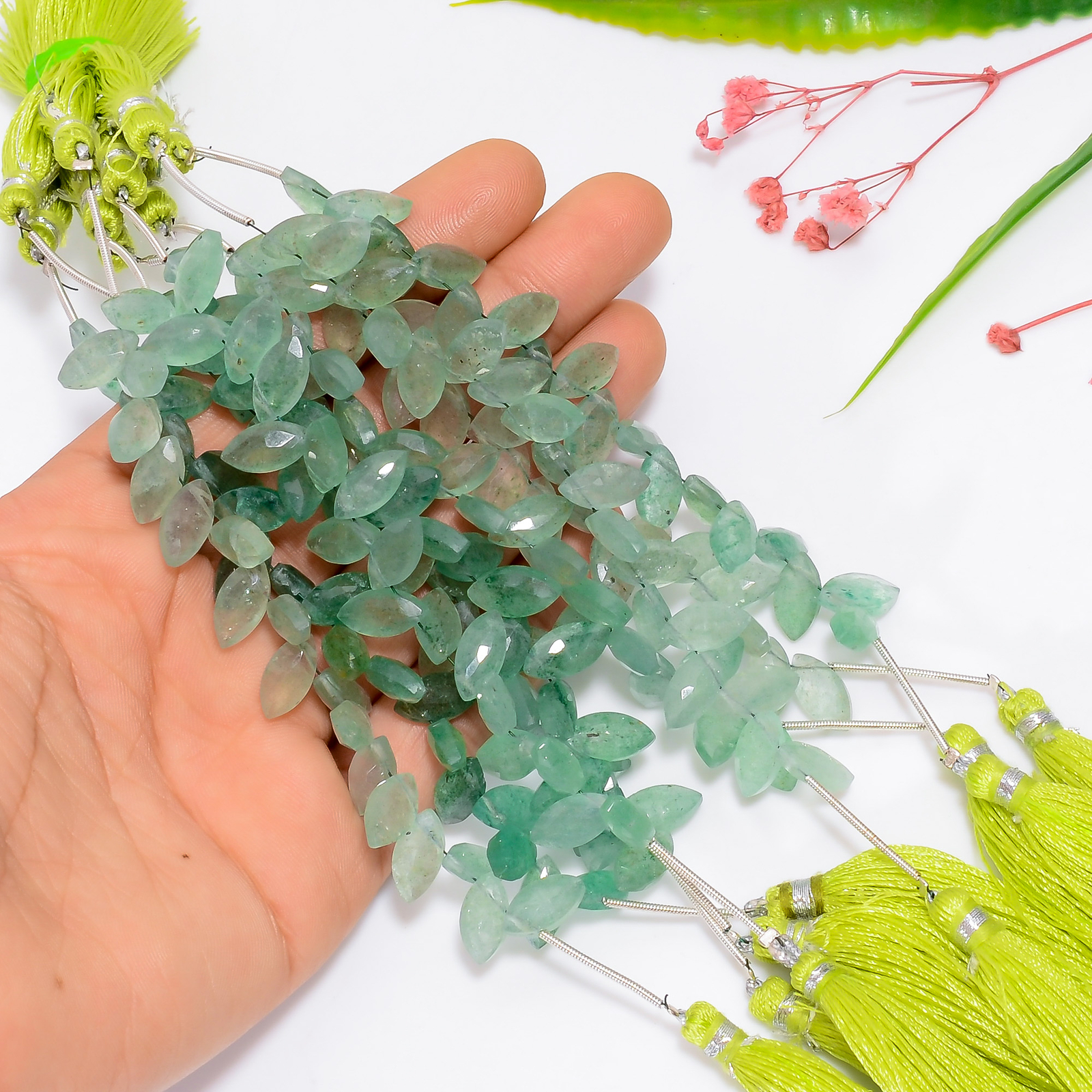Natural Serpentine Gemstone Marquise Faceted Beads 12X6X4 mm Strand EB-862
