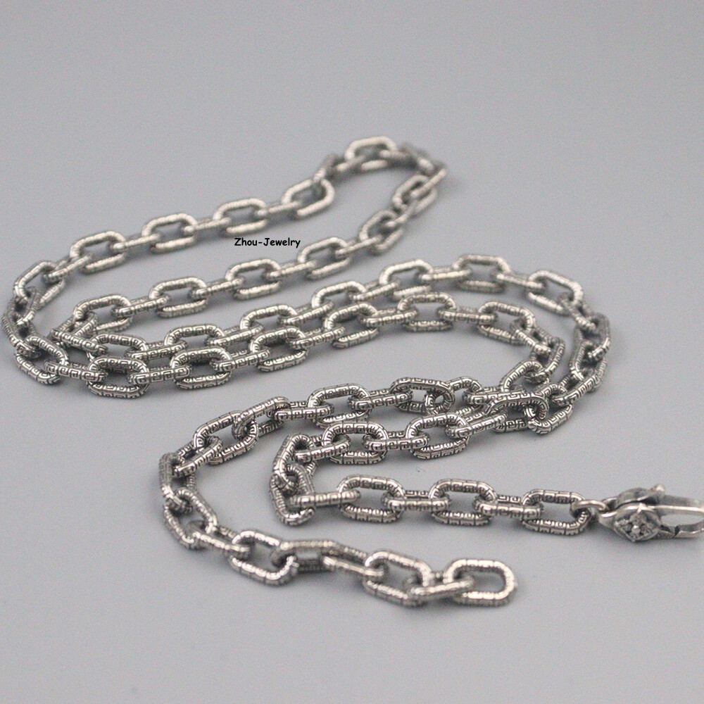 Real S925 Sterling Silver Chain Men 5mm Square O Link Necklace 34-35g 21.6inch