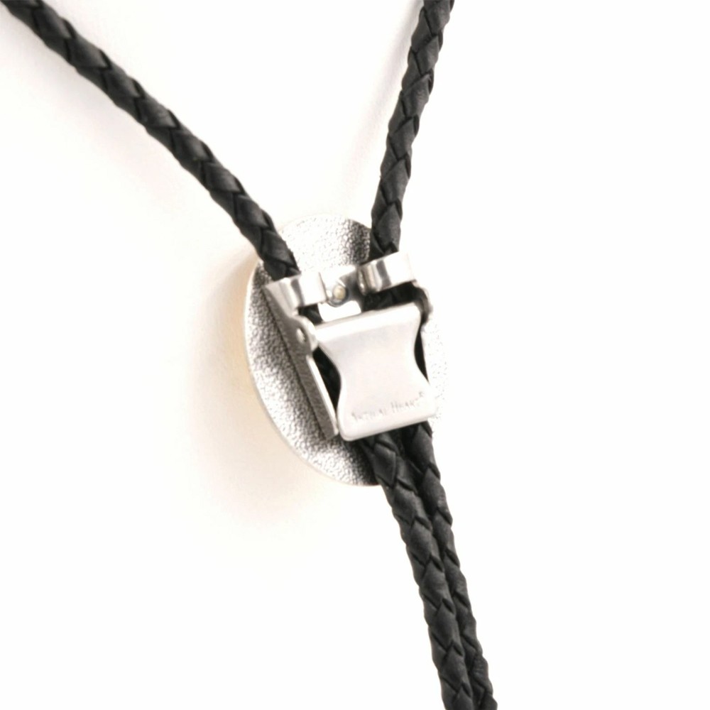 Hand Made Natural Black Stone Western Cowboy Leather Bolo Neck Tie Zinc alloy