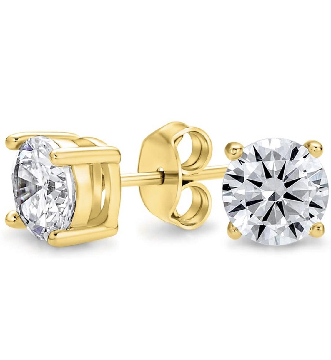 4PC 925 Sterling Silver Round Cubic Zirconia Black Studs Earrings Set Men Womens