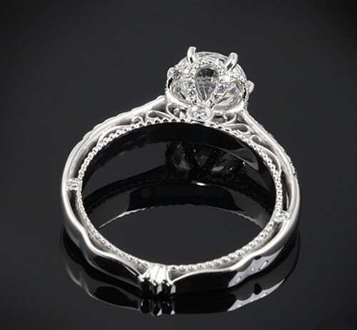 1.38Ct White Round Cut Simulated Diamond Art Deco Engagement Ring In 925 Silver