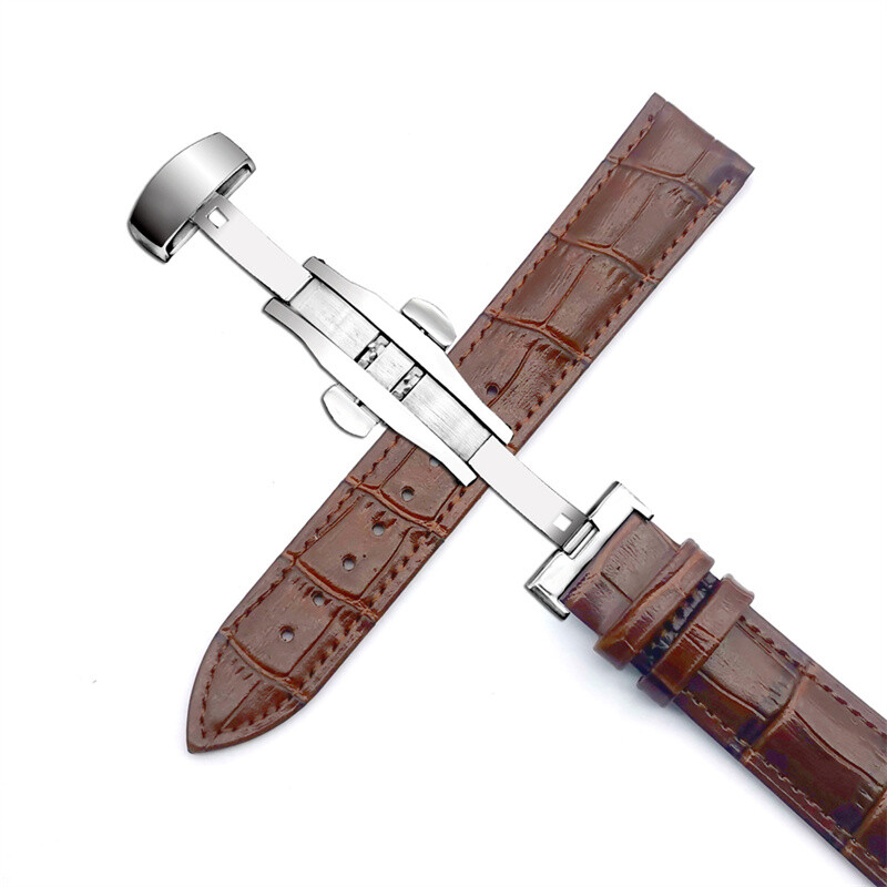 Correa De Reloj De Piel De Becerro AutéNtica Pulsera Con PatróN De Cocodrilo