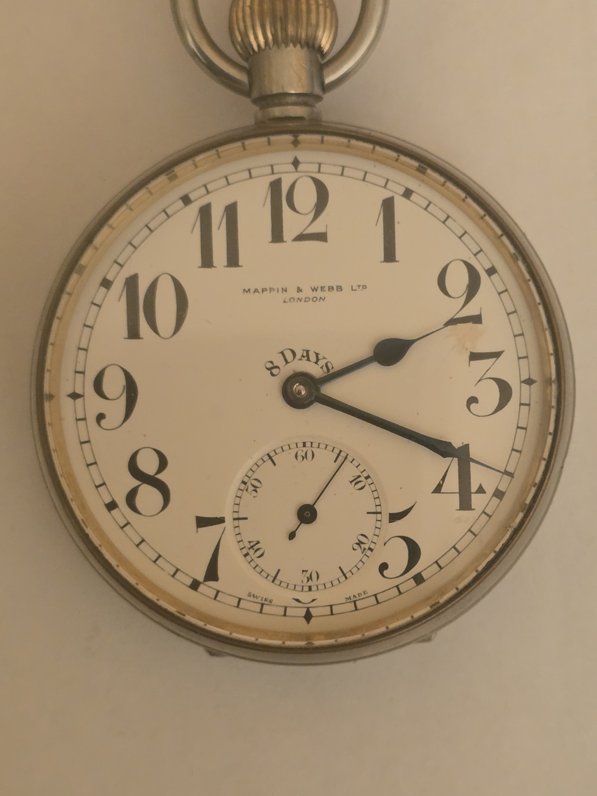 Rare Vintage mappin webb London 8 Days Pocket watch Large 60 MM