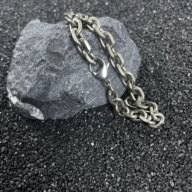 New TA1 Pure Titanium Angle Chain Bracelet 7mm Wide Anti Allergic Length Fashion