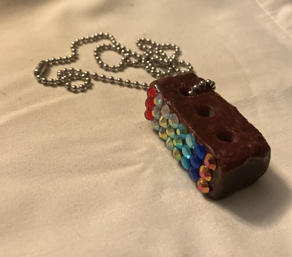 Rainbow Gem Pride Brick Necklace, 22 In, LGBTQIA+, MiaChavi Geekery