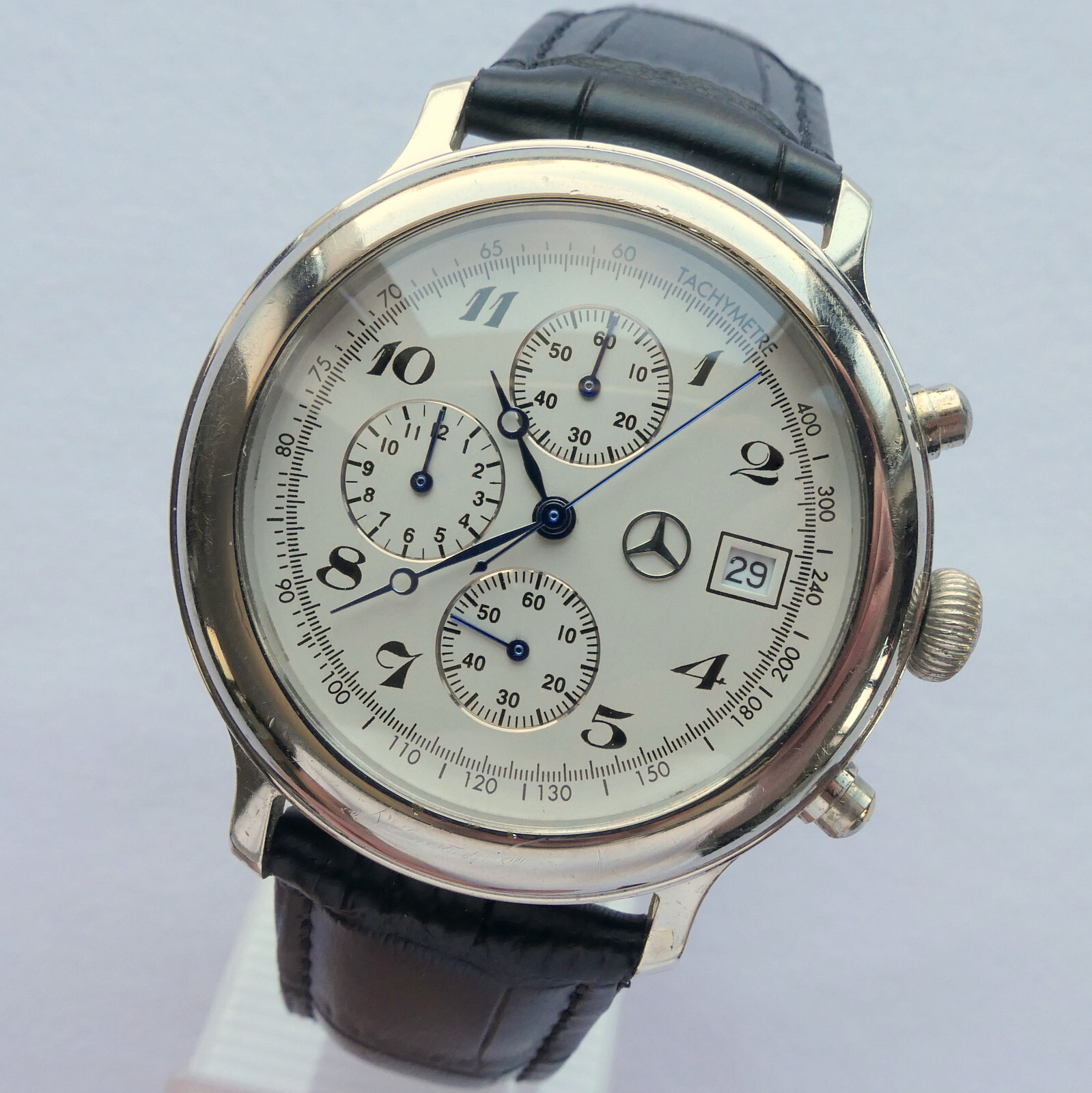Mercedes Benz Classic 925 Sterling Silver Car Accessory Luxury Chronograph Watch