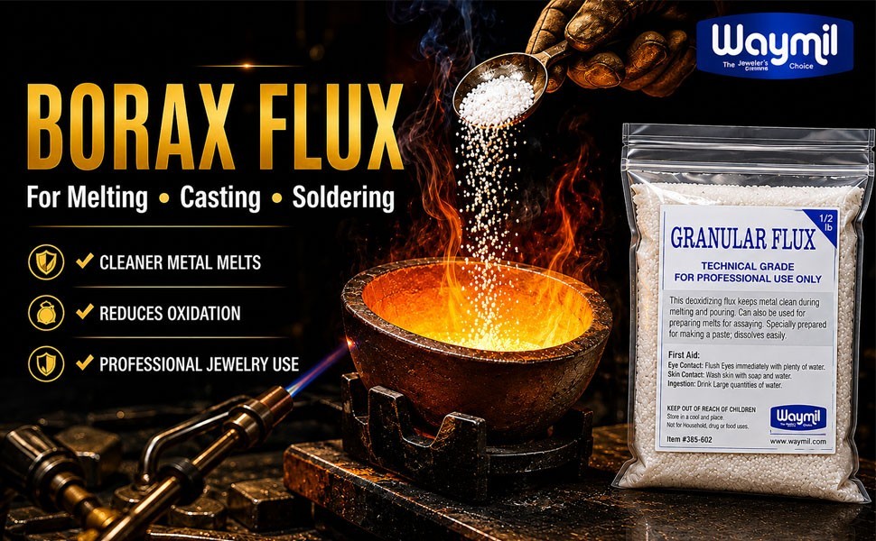 Borax Flux 1/2 Pound Melting Gold Silver Crucible Glaze Jewelry Casting 8 Oz.