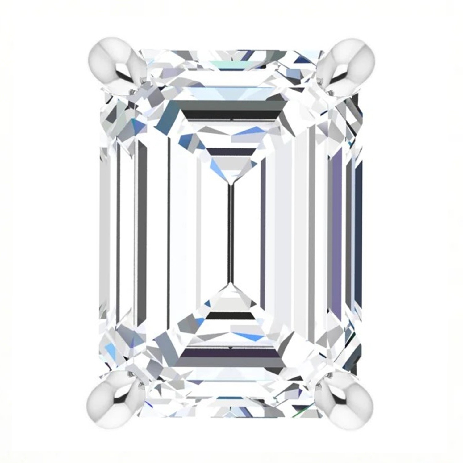 Solid Sterling Silver Basket Setting Emerald Cut 4 Prong Designed Mounting USA