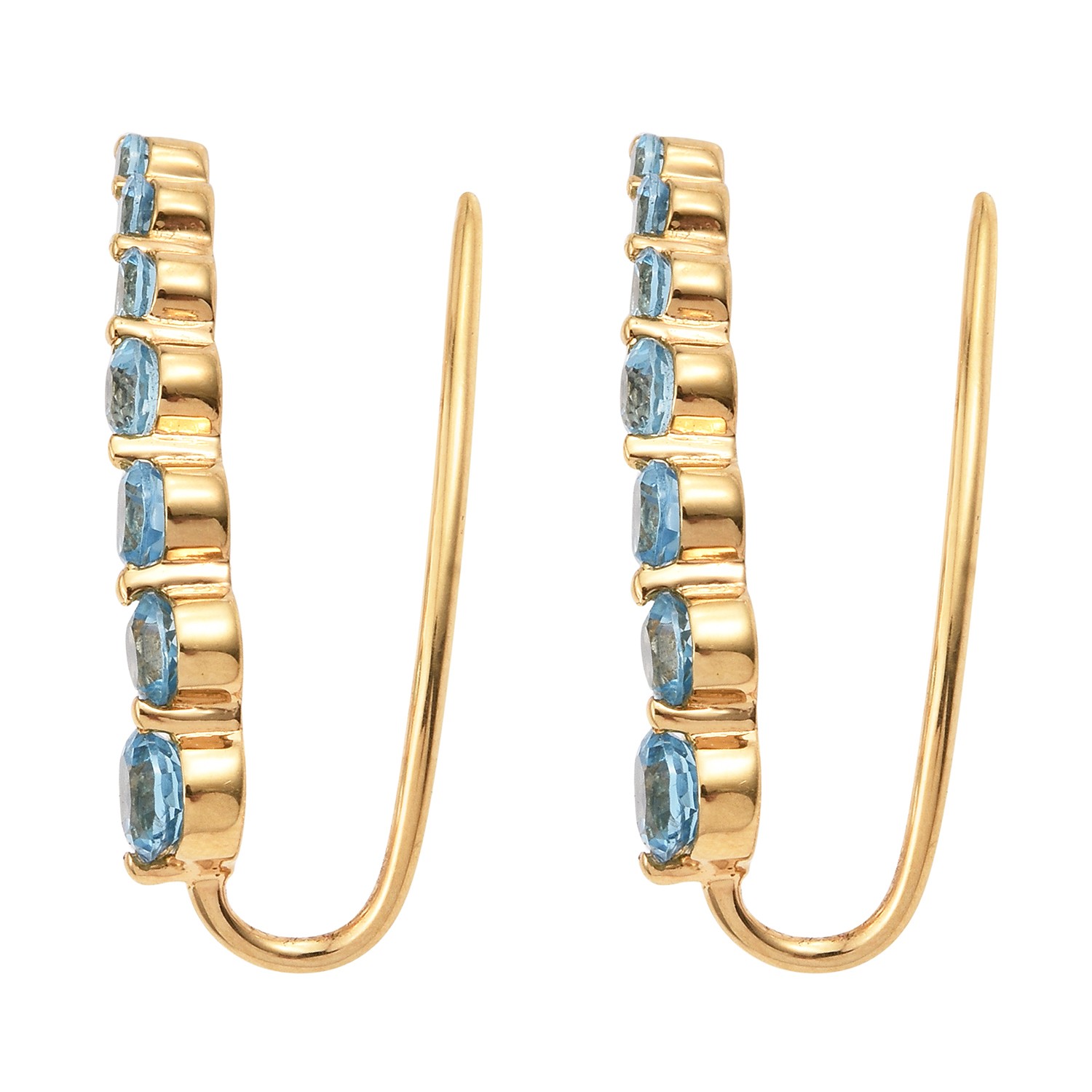 Yellow Gold Rhodium Plated 925 Sterling Silver Earrings With Natural Swiss Blue