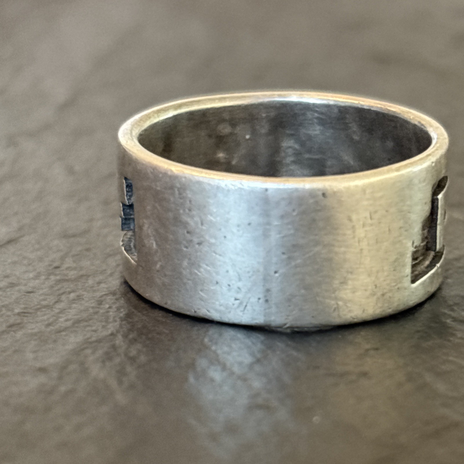 Manuel Karen Hoyungwa Hopi Sterling Silver Vintage 9mm Wide Band Ring Size 8