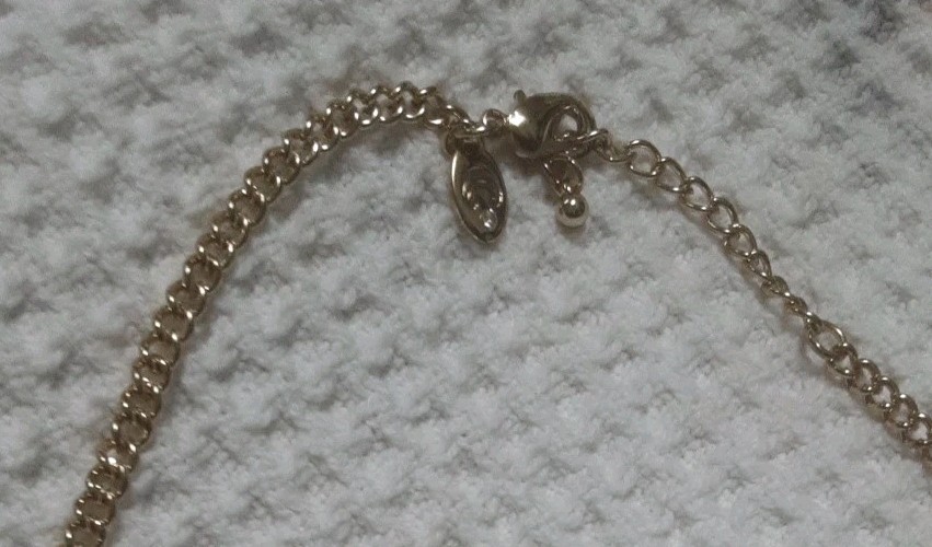 Opalescent Orange marquis necklace vintage goldtone hypo allergenic gift NWT
