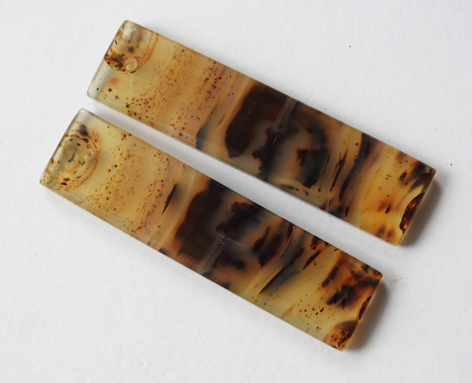 43.50 Ct Natural Montana Agate (45.3mm X 11.4mm each) Drilled Match Pair