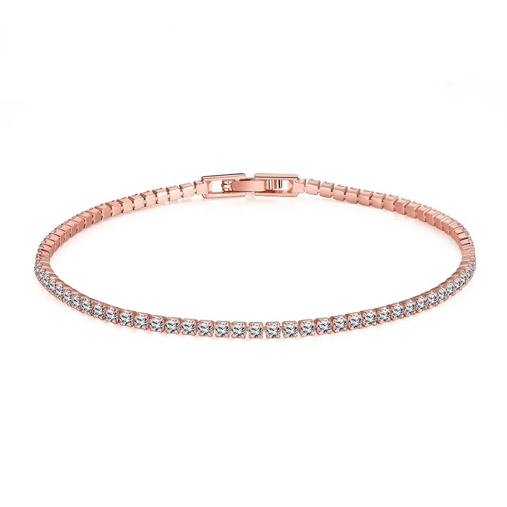 925 Sterling Silver Tennis Bracelet 2mm Zirconia 16–19cm Anniversary Gift