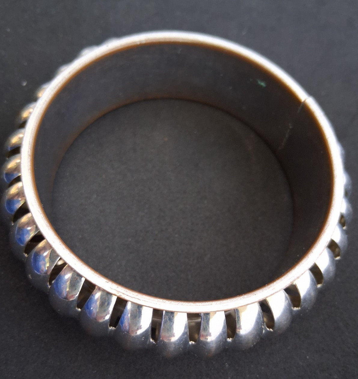 Silvertone Bangle Bracelet 9.0 in 1 in. Wide