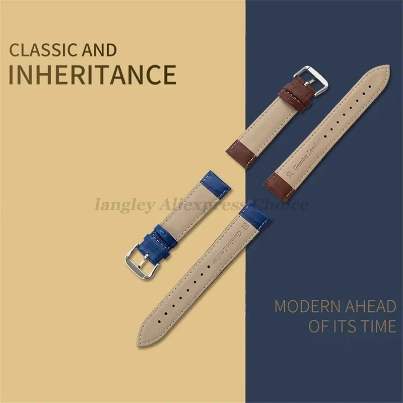 16mm 18mm 20mm 22mm 24mm Genuine Leather Watch Band Strap Bracelet