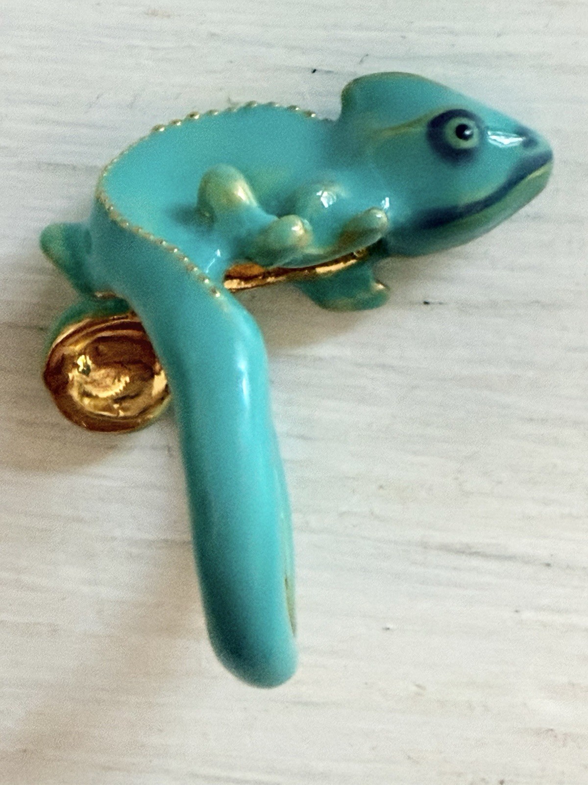 Chameleon Green Lizard Unique Enamel ring size 7.5 Gift Tropical Jewelry NEW