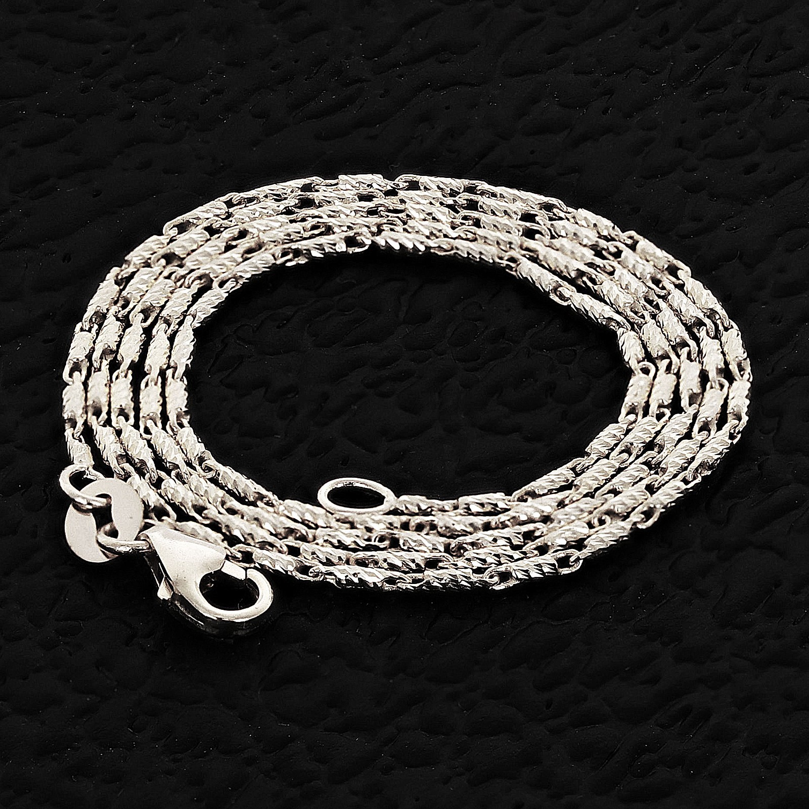 Italian 14k White Gold Solid Diamond Cut Raso Chain Necklace 20″ 1.1mm 5 grams