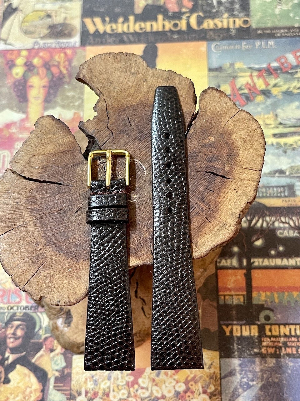 Exotic Skin pattern, price of leather 19mm Lizard Calf vintage watch band NOS
