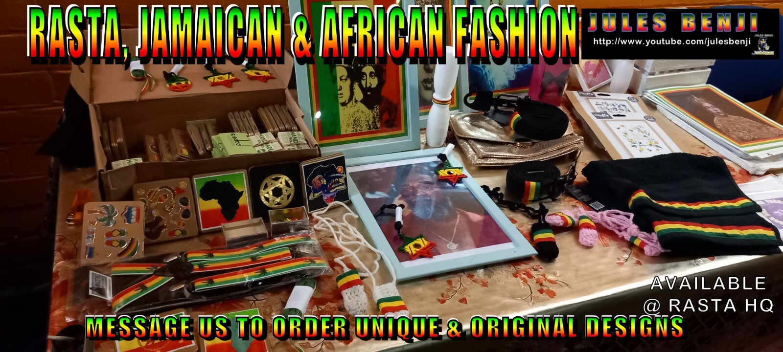 RASTA Beads – Ear Ring / design size 3cm X 1cm approx FREE UK DELIVERY